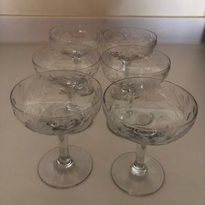 Vintage Six Etched Parfait Sundae Dessert Cups